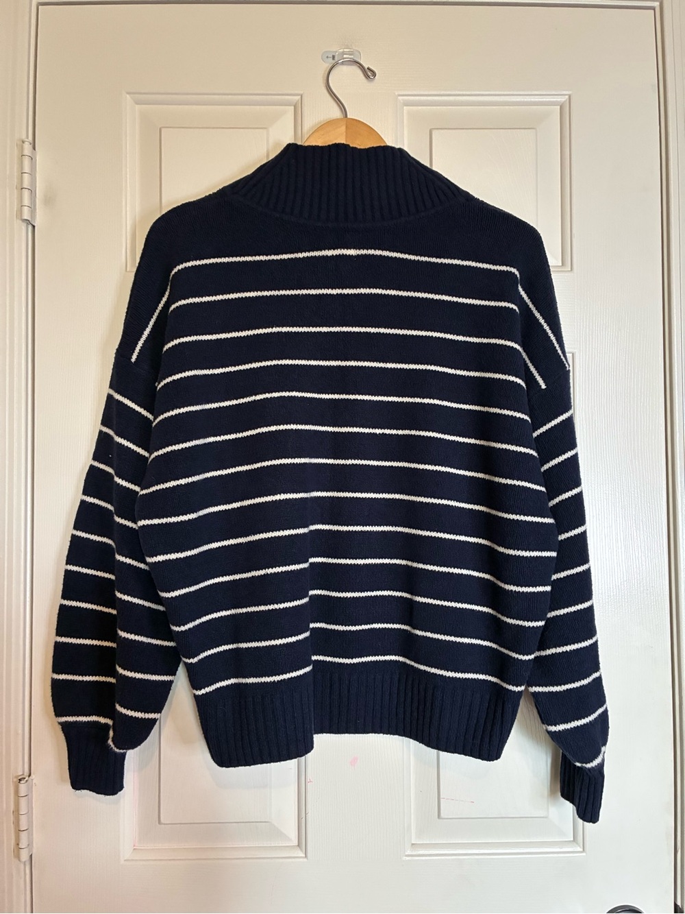 GAP Navy and White Striped Turtleneck Sweater - Picture 2 of 6